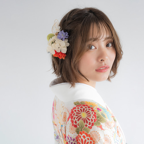 ショートボブ/ショートヘア卒業式袴髪飾りR白】桜のヘッドドレス