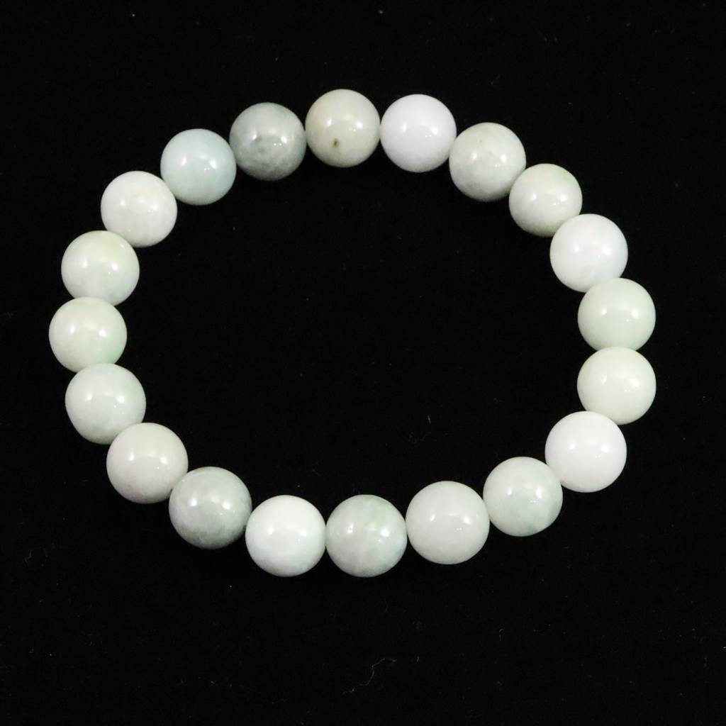 ミャンマー産 翡翠 ヒスイ 薄緑・ホワイト 10ｍｍブレスレット 36.0g #96987