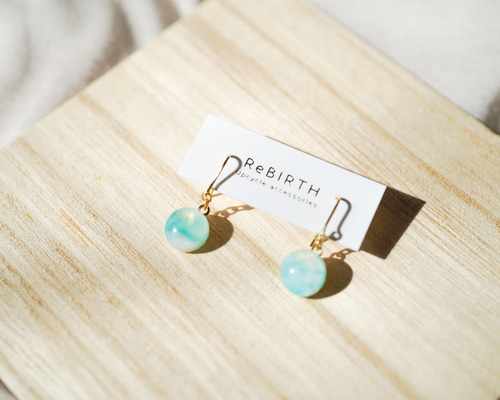 ReBIRTH MARU ピアス イヤリング 丸型 アップサイクル ライトブルー