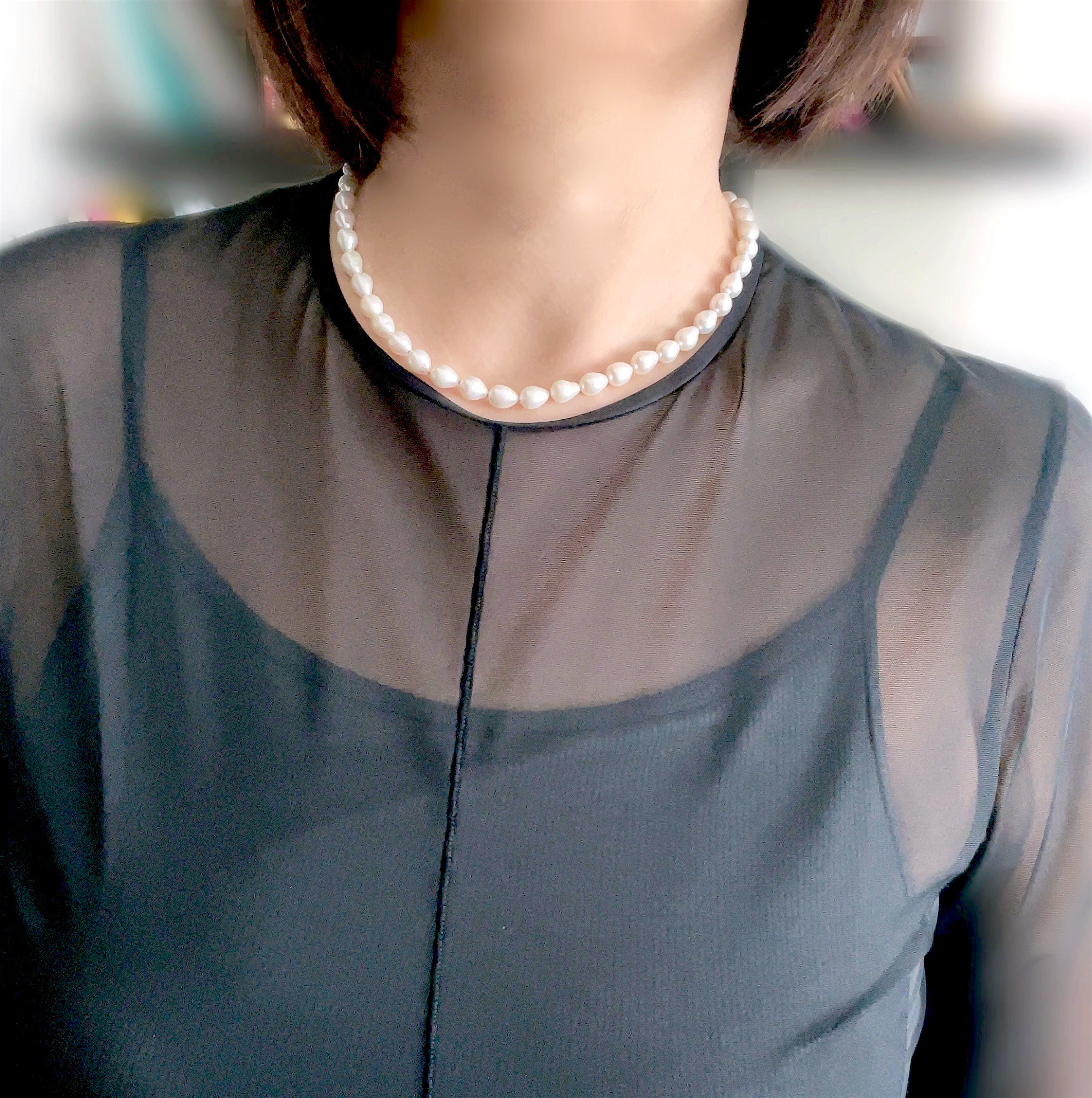 淡水パール ぷっくりしずく型のチョーカーネックレス  K14gf　　1点のみ