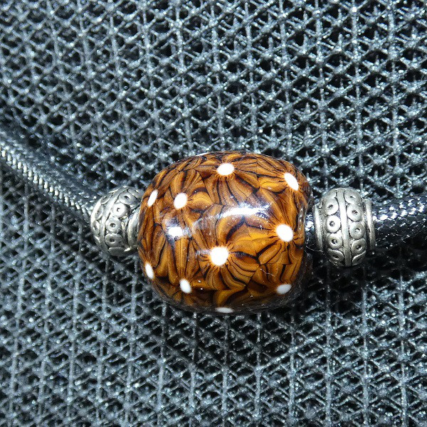 シンプルモザイク玉（とんぼ玉、ガラス、一点物、ネックレス、伝統工芸）