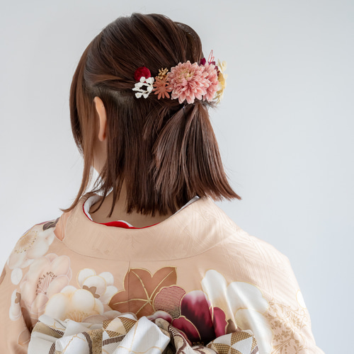 ローズピンク♡金箔付♡髪飾り ヘッドドレス 前撮り 成人式 卒業式 七五三 ピンクパープル♡金箔付♡髪飾り ヘッドドレス 前撮り 成人式 卒業式