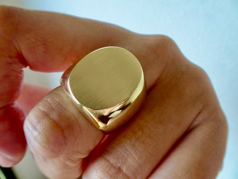 仁尾彫金『楕円の印台リング2、磨き』ハンドメイド334b