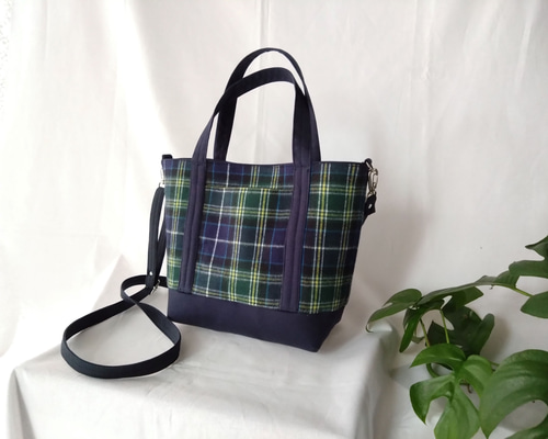 【新品未使用】英国展 タータンチェック 本革ウール バッグ ハンドバッグ 336127af8ff86e234b511c0a06d94e