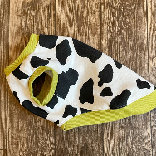 牛柄 モノトーン ロングサイズ タンクトップ ダックス服 ペットウエア