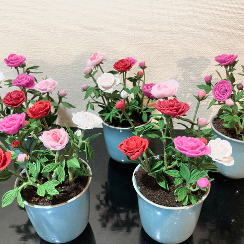 韓国　花びら盆 樹脂粘土製ミニチュア盆栽〈芍薬〉 盆栽 AB-Hachi Garden 通販