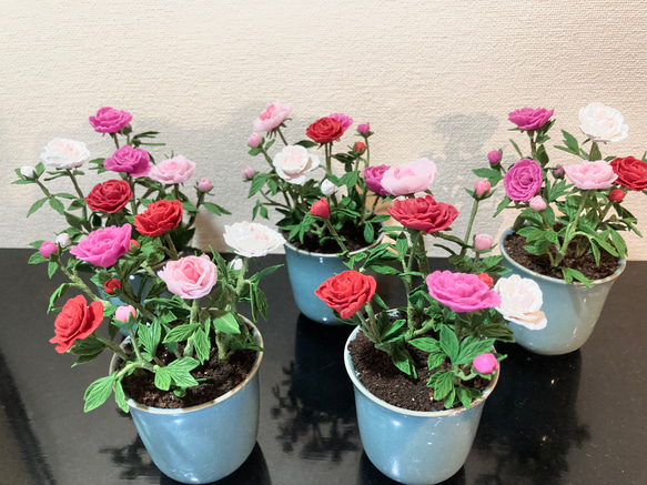 樹脂粘土製ミニチュア盆栽〈芍薬〉 盆栽 AB-Hachi Garden 通販
