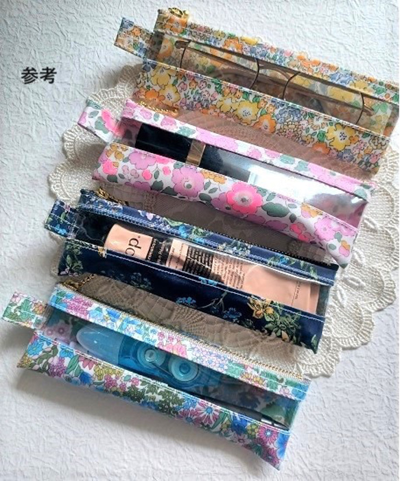 ペンケース小　メガネケース　クリアポーチ　カーラインローズ　リバティ　ラミネート　♡1990年代のデザインをベースに 8枚目の画像