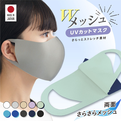 日本製 日焼け防止マスク UVカットフェイスカバー UPF50+ 洗えるW