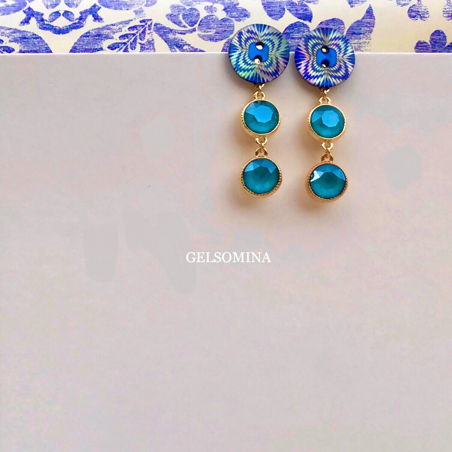 ★Chinoiserie | 香港ブルー★ピアス 両耳