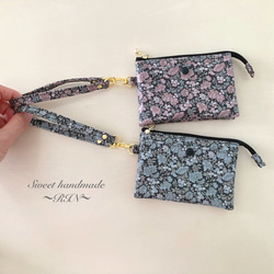 リバティ】お薬手帳・通帳ケース〜ダブルファスナーポーチ（透明窓付き