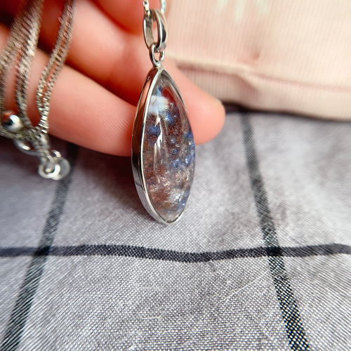 天然無処理 美しいバイカラー デュモルチェライト ペンダント No688  