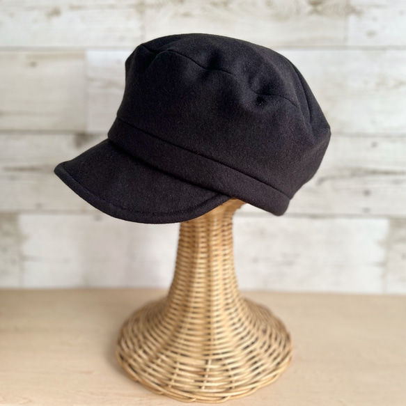 ウールキャスケット・黒茶色 1枚目の画像