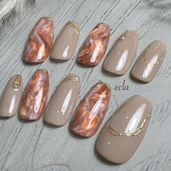 ［109］ラテネイル/ベージュ/ニュアンス/ゴールド/秋色/スモーキーカラー/くすみカラー 2枚目の画像