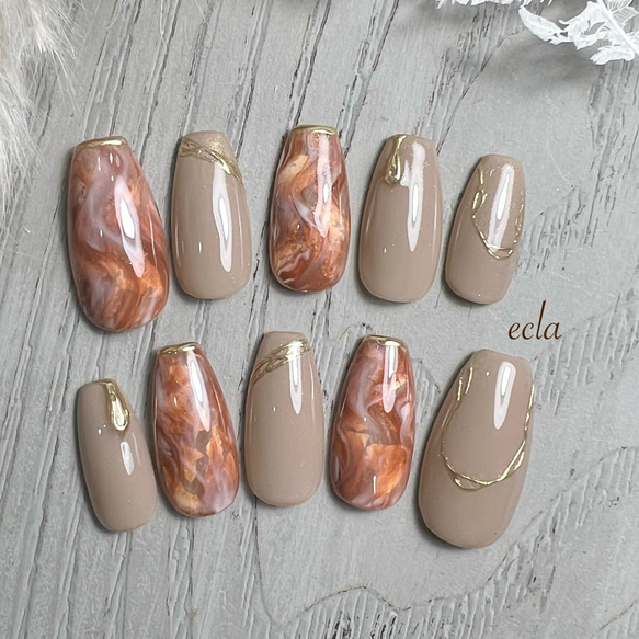 ［109］ラテネイル/ベージュ/ニュアンス/ゴールド/秋色/スモーキーカラー/くすみカラー 4枚目の画像