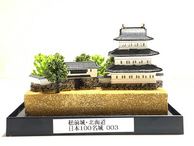 【完成品】松前城・北海道　お城　ミニジオラマ　手のひらサイズ 　城コレ　ケース付き