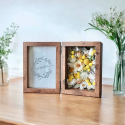 子育て感謝状 両親贈呈品｜ミモザが彩るフォトフレーム（プリザーブド・ドライフラワー／2色展開）結婚式・ウェディング 13枚目の画像