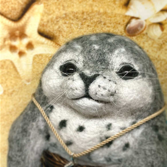 展示のみ☆らっこ ゴマフアザラシ 羊毛フェルト 人形 ハンドメイド