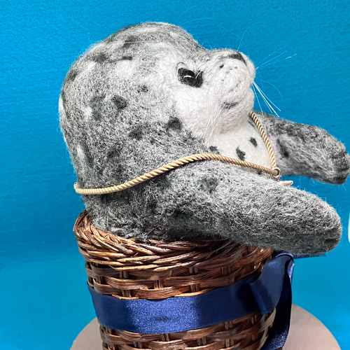 展示のみ☆らっこ ゴマフアザラシ 羊毛フェルト 人形 ハンドメイド