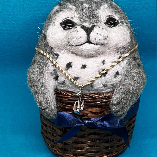 展示のみ☆らっこ ゴマフアザラシ 羊毛フェルト 人形 ハンドメイド