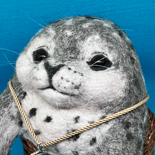 展示のみ☆らっこ ゴマフアザラシ 羊毛フェルト 人形 ハンドメイド