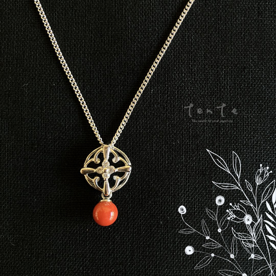 【コーラルジュエリー】赤珊瑚 ペンダント シルバー925 n071