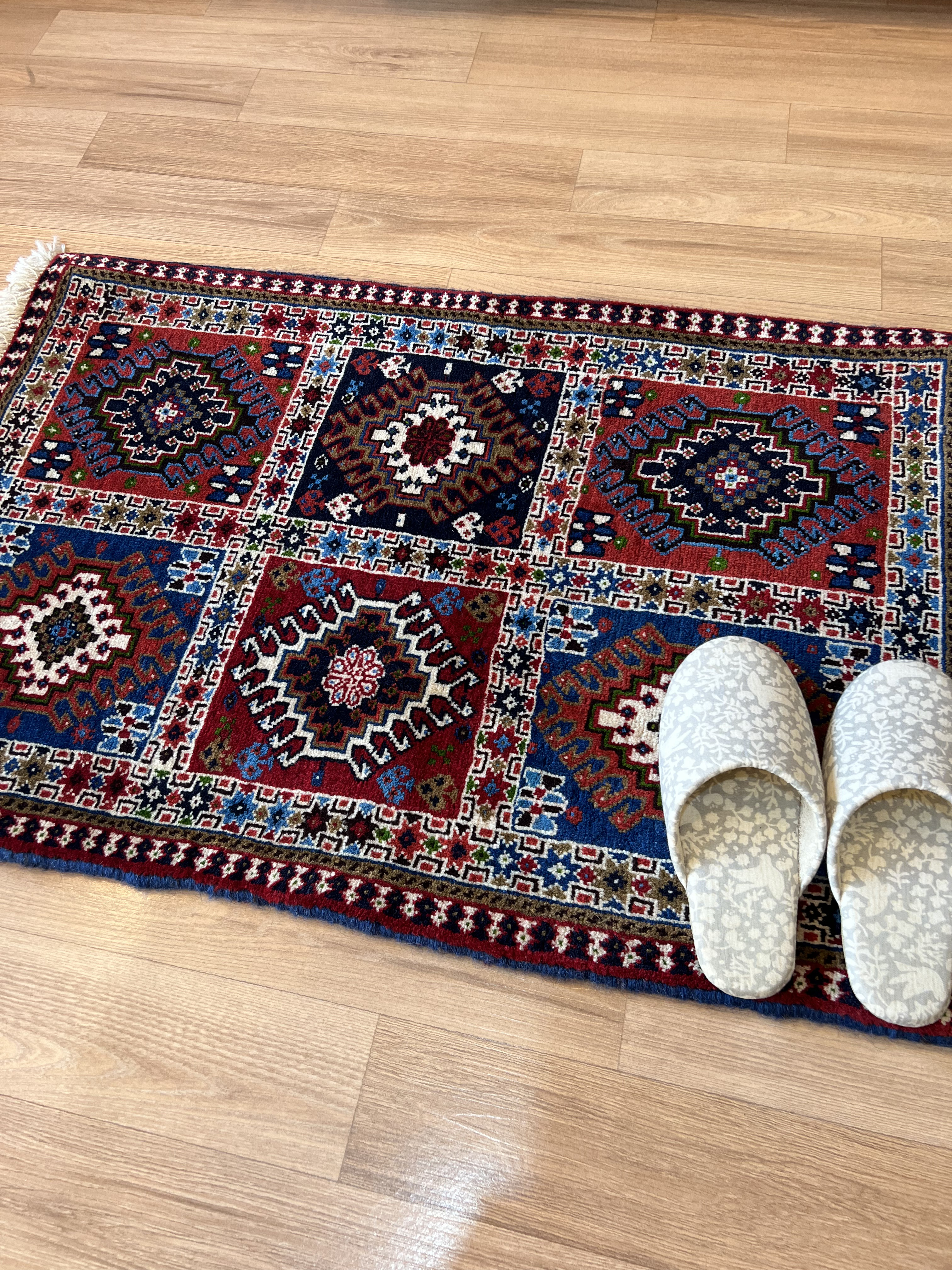 ●SALE⚫︎送料無料⚫︎ヤラメ絨毯【90×60】No.6152　トライバルラグ・民族系・部族・玄関マット・シラーズ