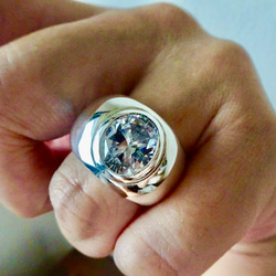 彫金作品　琥珀　オーバル型　シルバーリング 彫金作品 琥珀 オーバル型 シルバーリング