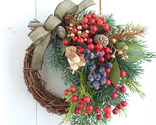 大人のクリスマス グリーンリース サンキライとベリー リース ERBA