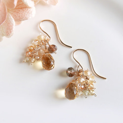 アイオライト、アクアマリン 小粒とチェーンの揺れるイヤーカフ 14kgf