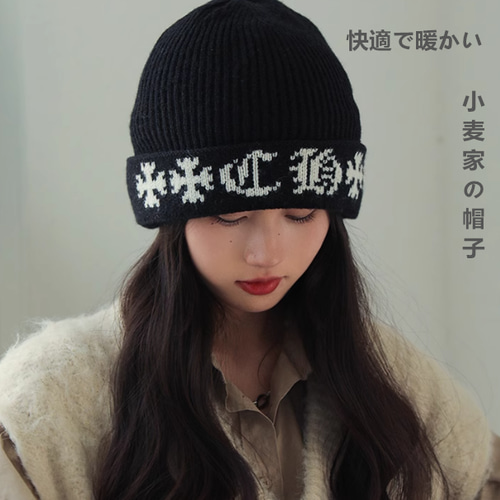 kazukiスタッズ帽レディース2024秋冬新作おしゃれ顔見せ保温カシミヤ