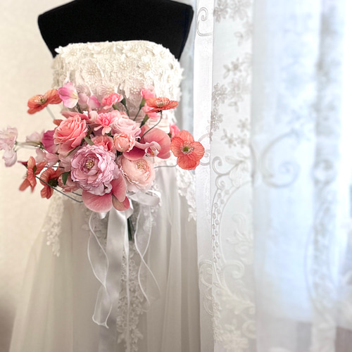 ☆限定1点特別価格☆coral pink【ウェディングブーケ・結婚式ブーケ
