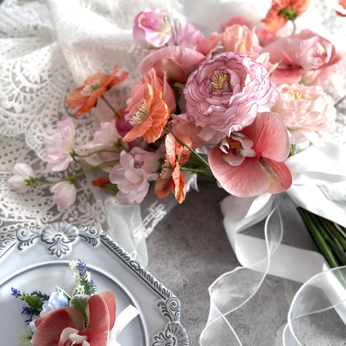 ☆限定1点特別価格☆coral pink【ウェディングブーケ・結婚式ブーケ