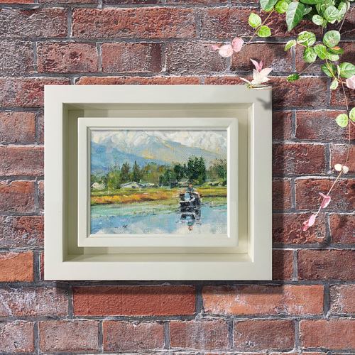 春麗の安曇野水景】 油絵原画 一点物 額縁付 豪華プレゼント付き 絵画