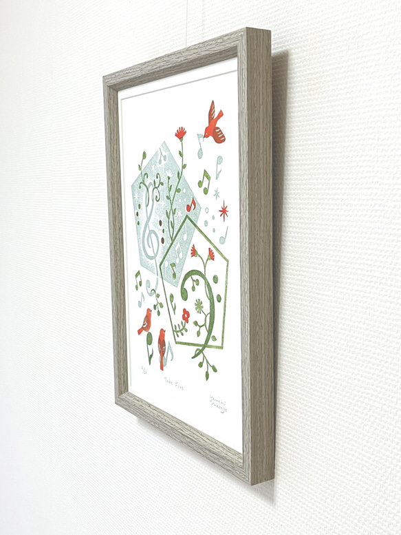 木版画「Take Five」/ 額入り / A4 / アート / インテリア 2枚目の画像