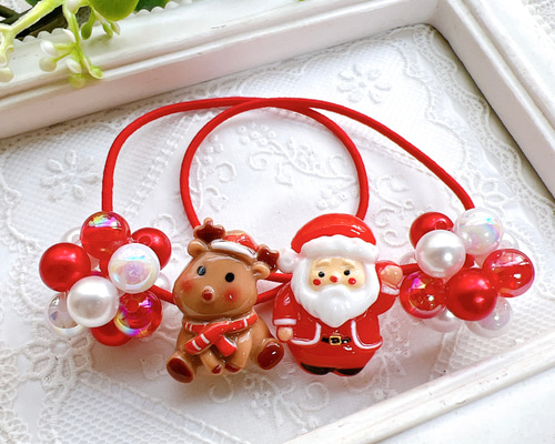 サンタ　クリスマス　キッズ　ベビー　ヘアゴム サンタクリスマスキッズベビーヘアゴム