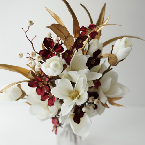 マグノリアの華やぎ和装ブーケ|ウェディングブーケ|造花ブーケ|前撮り