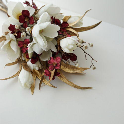 マグノリアの華やぎ和装ブーケ|ウェディングブーケ|造花ブーケ|前撮り