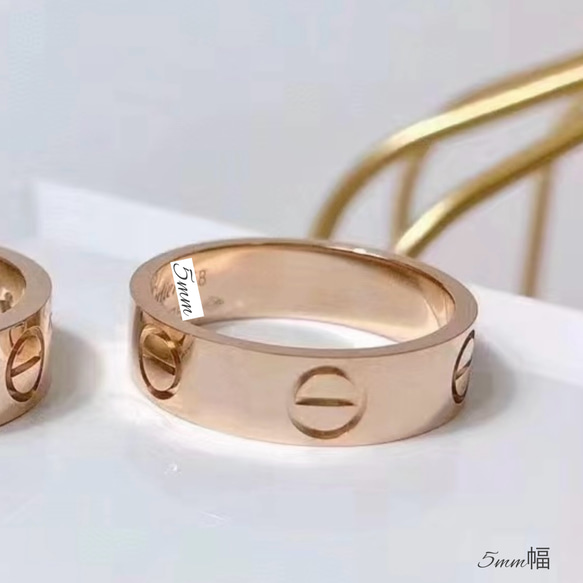 LOVE リング 5mm 幅 石なしタイプ マイナス モチーフ ピンク LOVE リング 5mm 幅 石なしタイプ マイナス モチーフ ピンク