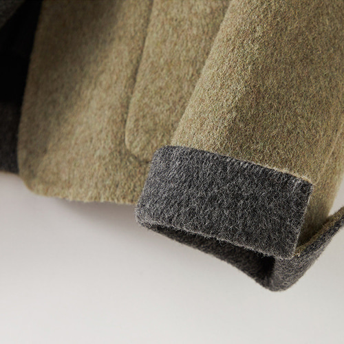 100％純コーンウール♥新作♥オリーブグリーン|黒|2色♥手縫いダブル