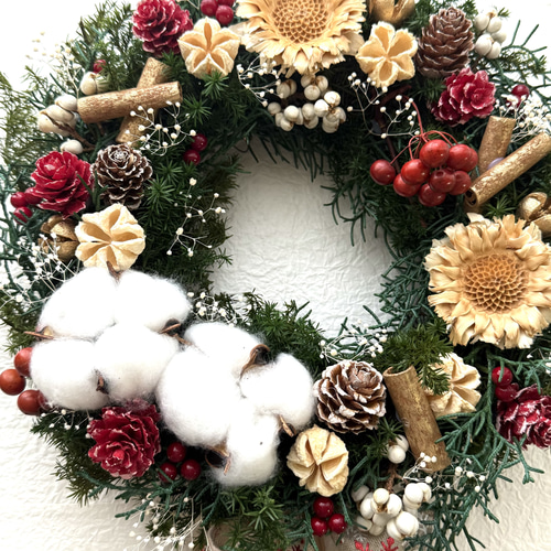 超早割クリスマス2025 プリザーブドフラワーリース フレッシュ