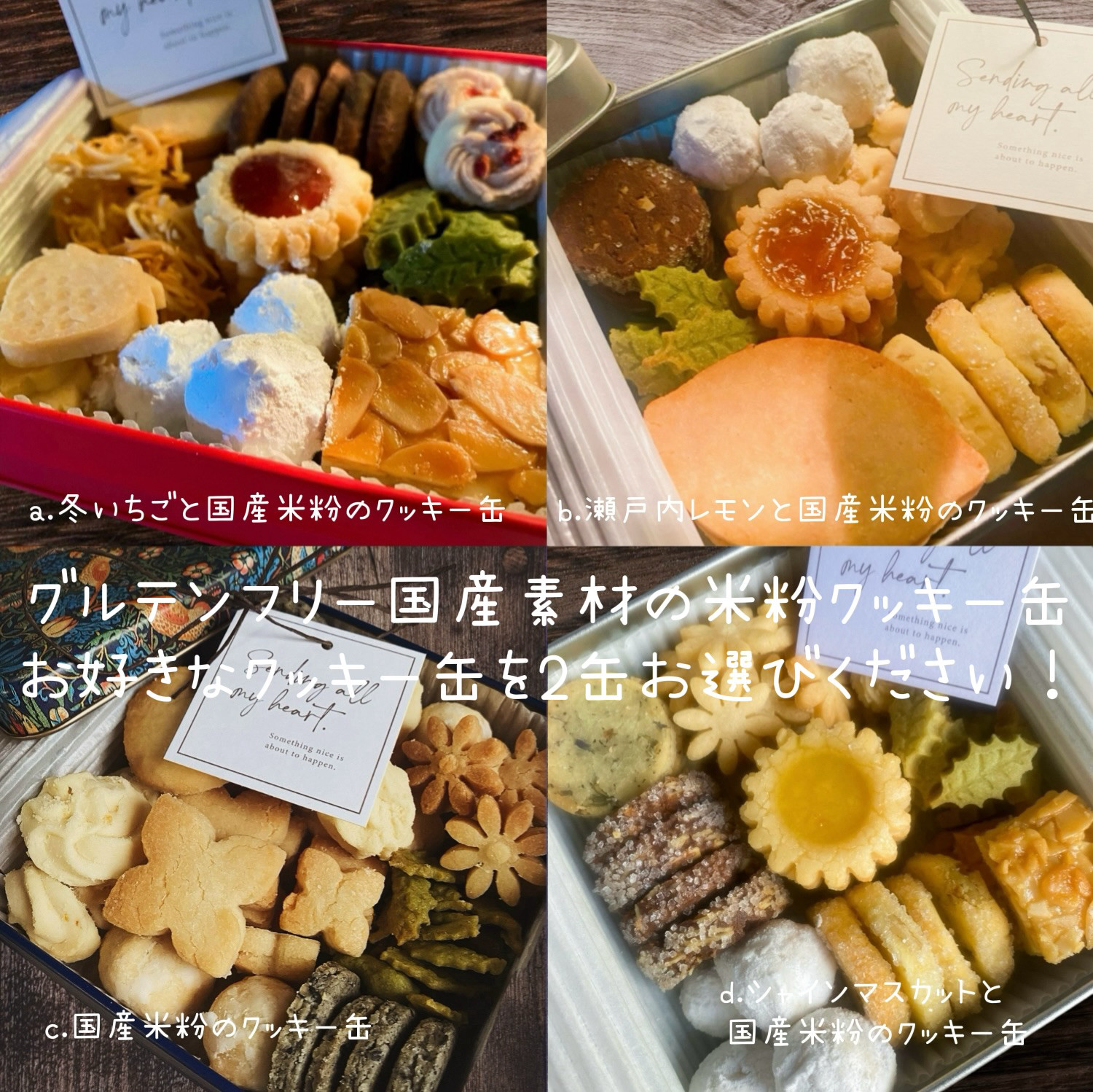 グルテンフリー　国産米粉クッキー缶 2缶set