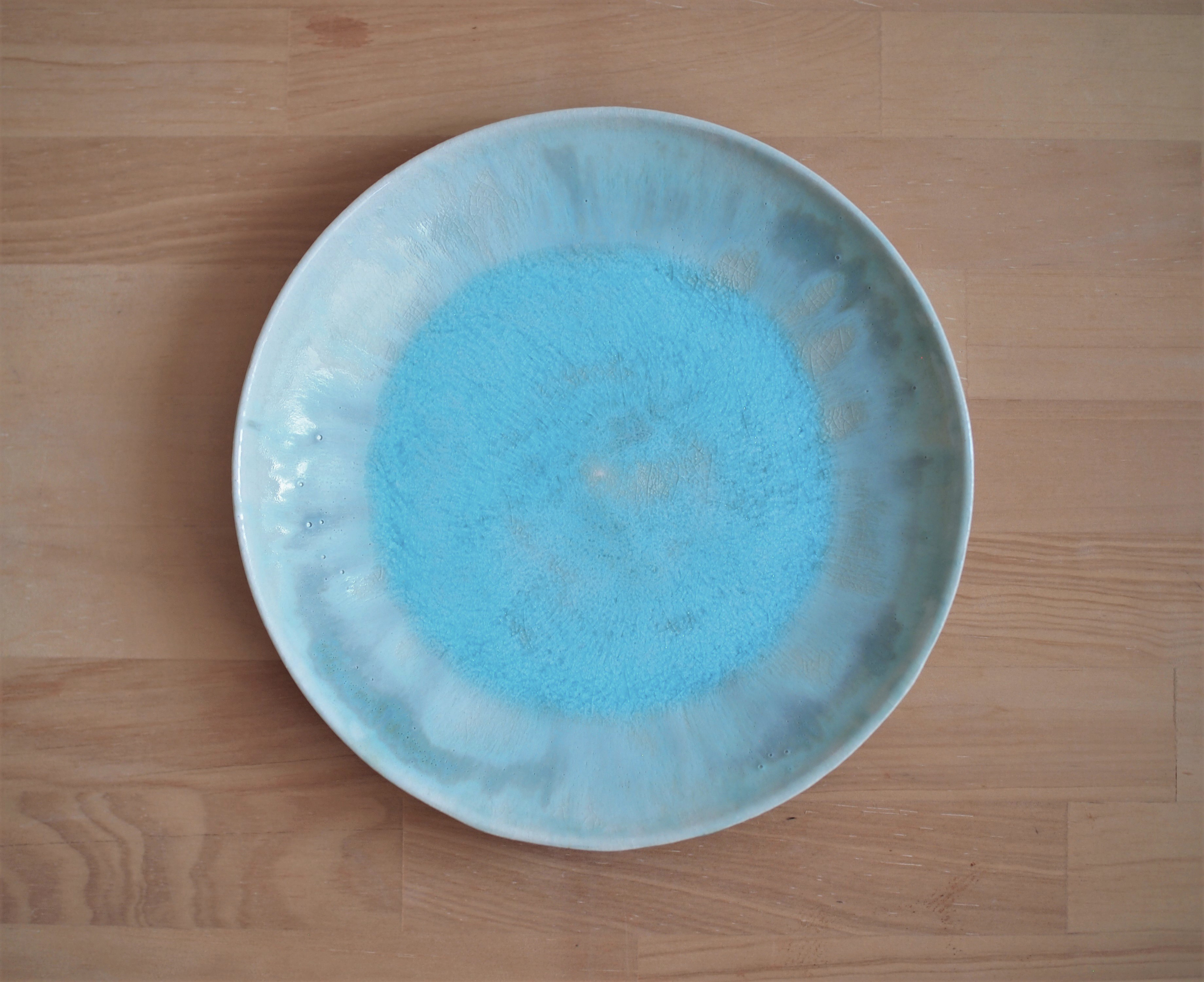 流彩釉皿21cmヒスイ