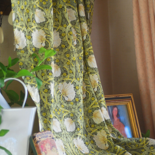 カフェカーテン☆ウィリアムモリス☆コットン☆ハンドメイド