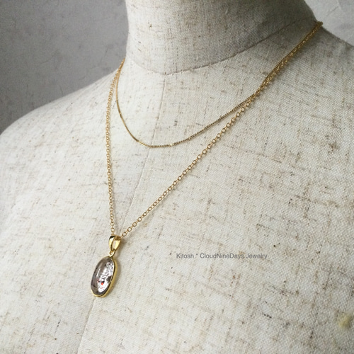 14kgfロング50cmネックレス⚫︎小豆チェーン幅2mm⚫︎ペンダント