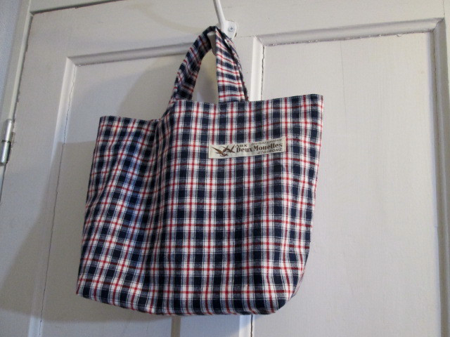 ドイツアンティークアルザスケルシュリネンとベッツィのポケット付きリバーシブル手提げトート