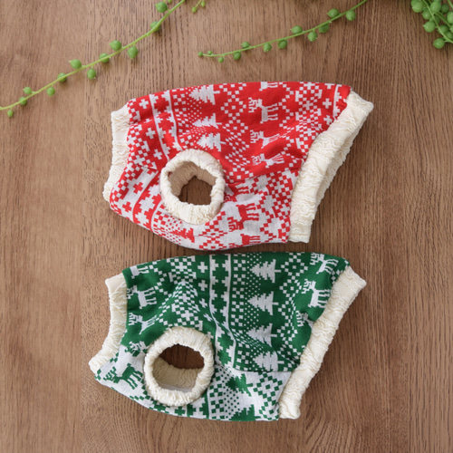 犬服 リバーシブルジャガードニットのクリスマスタンクトップ ペット服