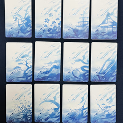シンプルな青のルノルマンカード　ルノルマン　和風　筆絵　占術　青い　青　和 2枚目の画像