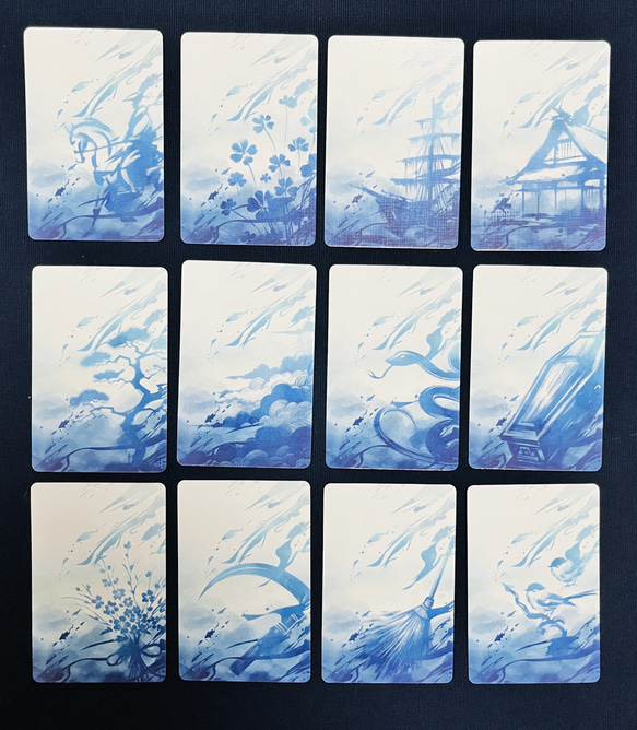 シンプルな青のルノルマンカード　ルノルマン　和風　筆絵　占術　青い　青　和 2枚目の画像