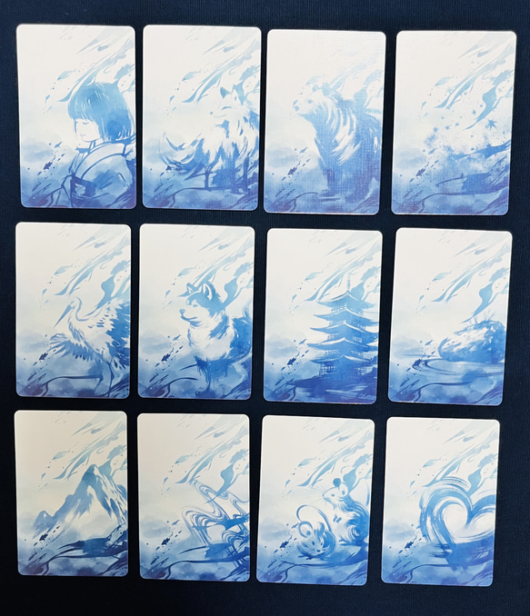 シンプルな青のルノルマンカード　ルノルマン　和風　筆絵　占術　青い　青　和 3枚目の画像